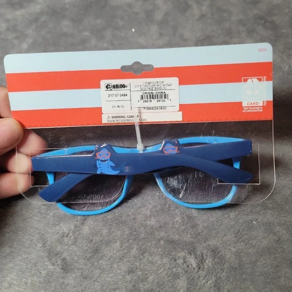 Cat & Jack Kids Black Blue Geometric 100% UV Protection Square Sunglasses Set